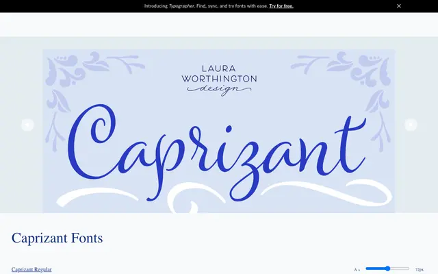 Caprizant specimen from Laura Worthington Design