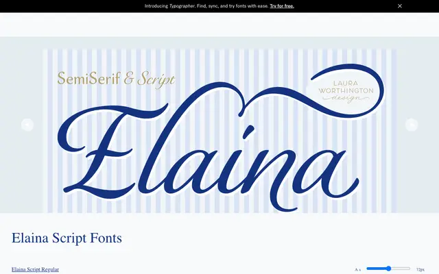 Elaina specimen from Laura Worthington Design