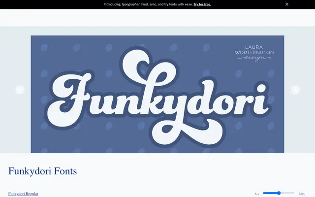 Funkydori specimen from Laura Worthington Design