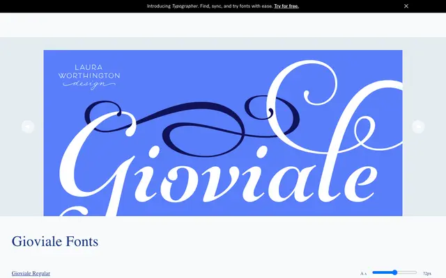 Gioviale specimen from Laura Worthington Design
