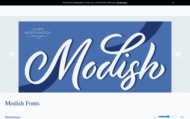 Modish specimen from Laura Worthington Design