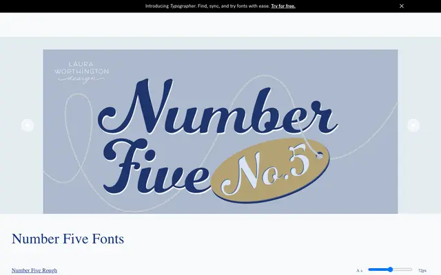 Number Five specimen from Laura Worthington Design