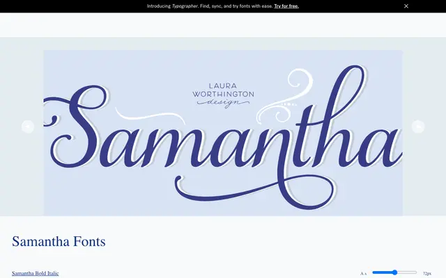Samantha specimen from Laura Worthington Design