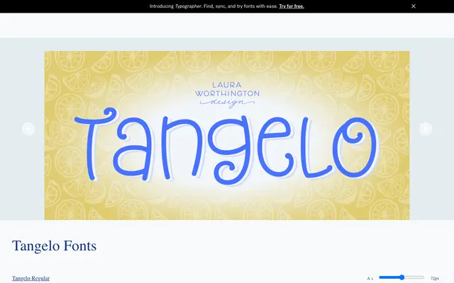 Tangelo specimen from Laura Worthington Design