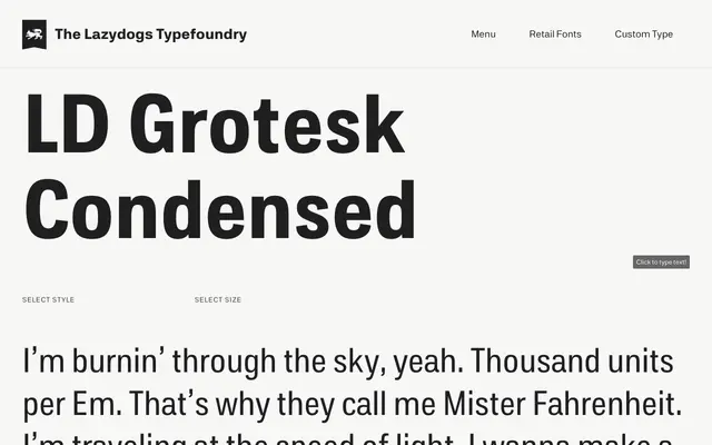 LD Grotesk Condensed specimen from Lazydogs Typefoundry