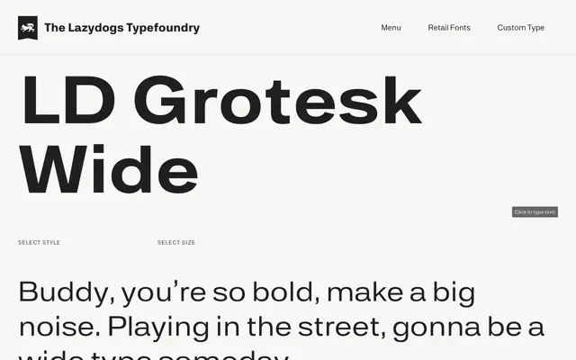 LD Grotesk Wide specimen from Lazydogs Typefoundry
