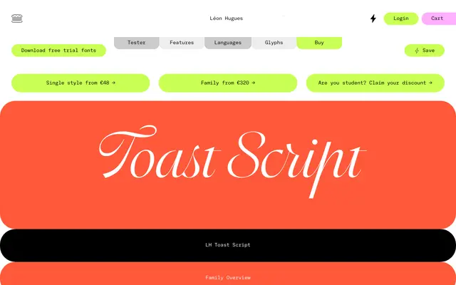 LH Toast Script specimen from Léon Hugues