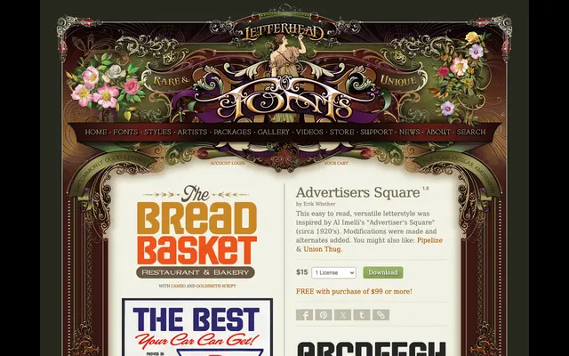 Advertisers Square specimen from Letterhead Fonts