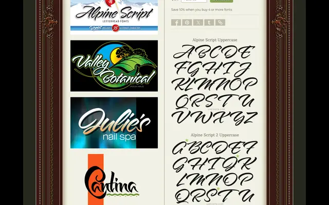 Alpine Script specimen from Letterhead Fonts