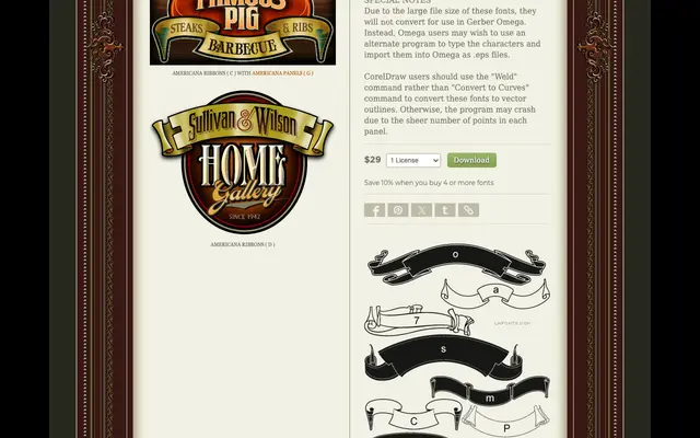 Americana Ribbons specimen from Letterhead Fonts
