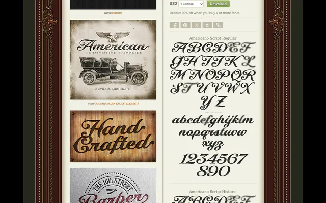 Americano Script specimen from Letterhead Fonts