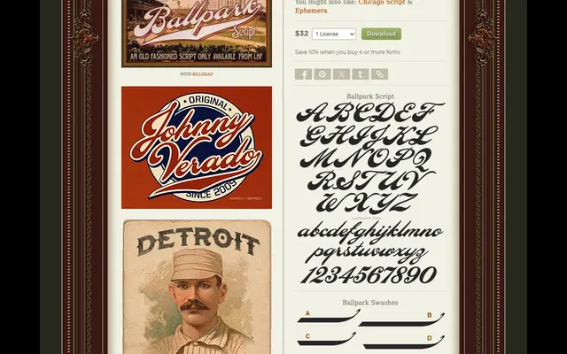 Ballpark Script specimen from Letterhead Fonts