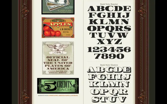 Bank Note specimen from Letterhead Fonts