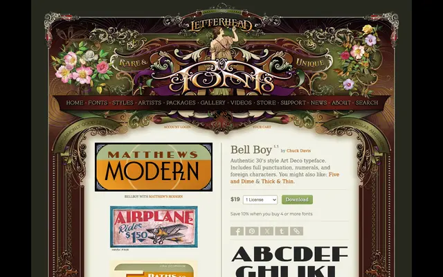 Bell Boy specimen from Letterhead Fonts