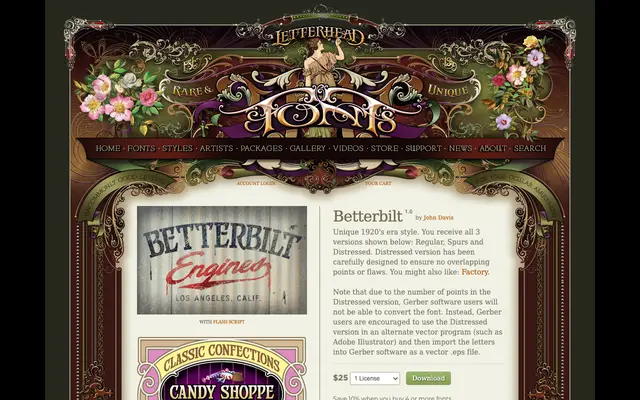 Betterbilt specimen from Letterhead Fonts