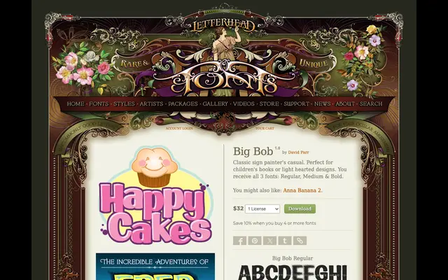 Big Bob specimen from Letterhead Fonts
