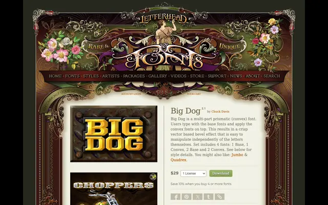 Big Dog specimen from Letterhead Fonts