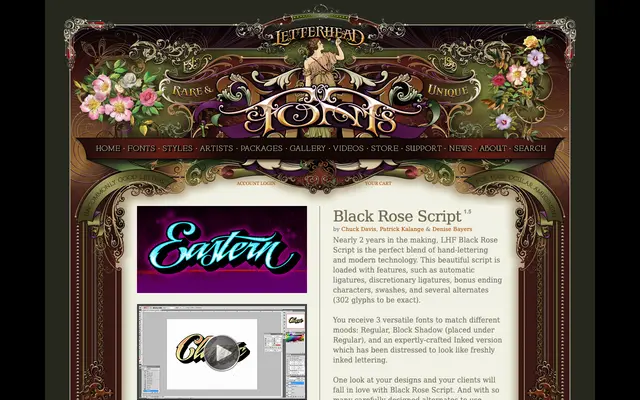Black Rose Script specimen from Letterhead Fonts