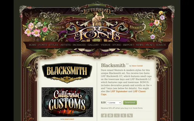 Blacksmith specimen from Letterhead Fonts