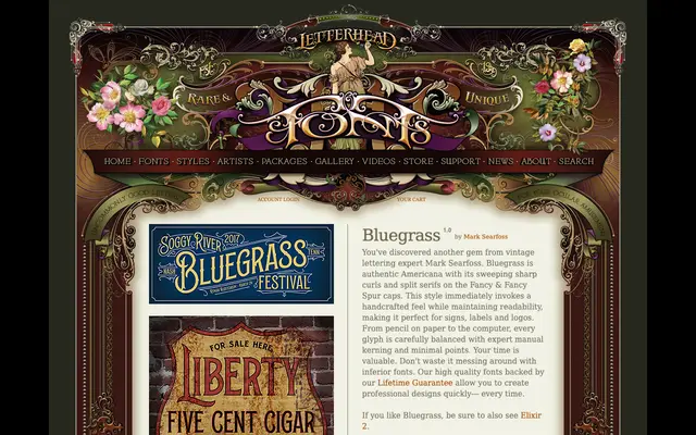 Bluegrass specimen from Letterhead Fonts