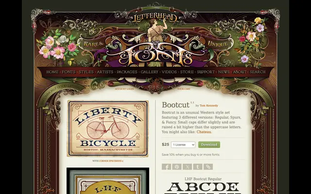 Bootcut specimen from Letterhead Fonts