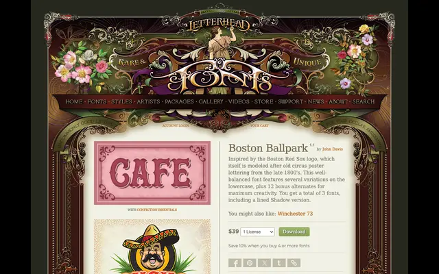 Boston Ballpark specimen from Letterhead Fonts