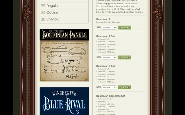 Bostonian specimen from Letterhead Fonts