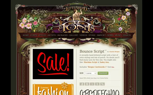 Bounce Script specimen from Letterhead Fonts