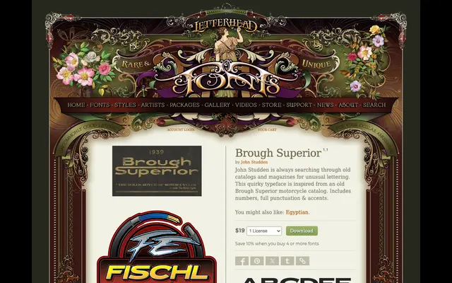 Brough Superior specimen from Letterhead Fonts
