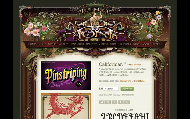 Californian specimen from Letterhead Fonts