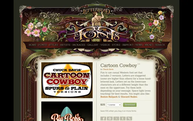 Cartoon Cowboy specimen from Letterhead Fonts