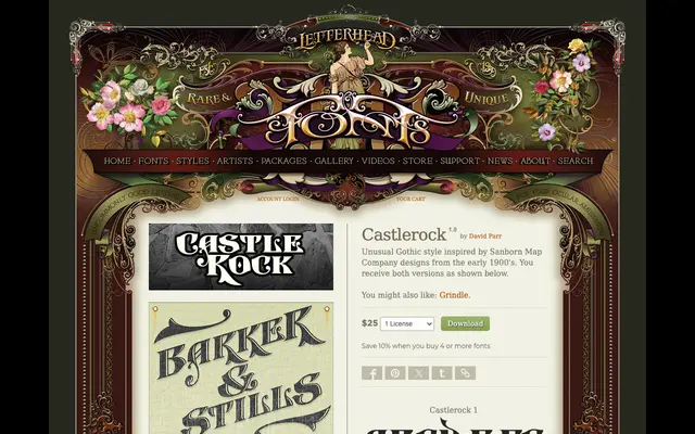 Castlerock specimen from Letterhead Fonts