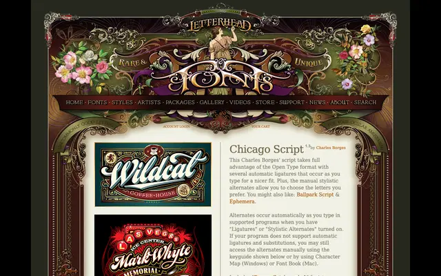 Chicago Script specimen from Letterhead Fonts