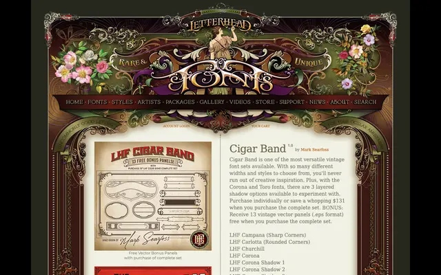 Cigar Band specimen from Letterhead Fonts