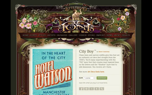 City Boy specimen from Letterhead Fonts