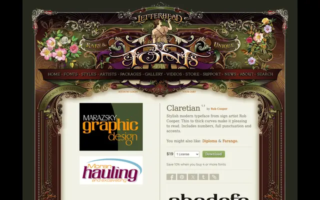 Claretian specimen from Letterhead Fonts