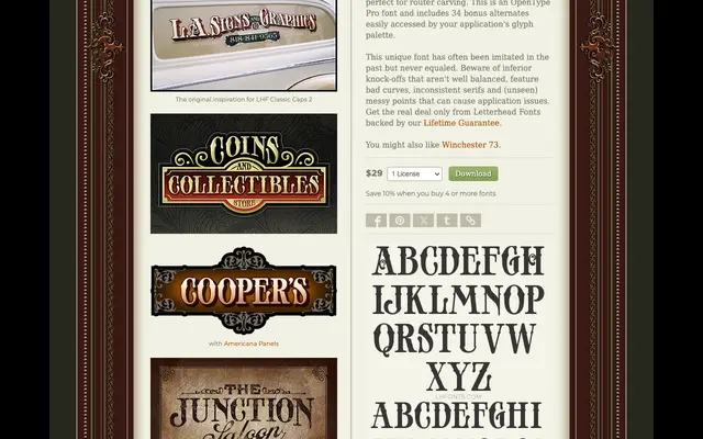 Classic Caps 2 specimen from Letterhead Fonts