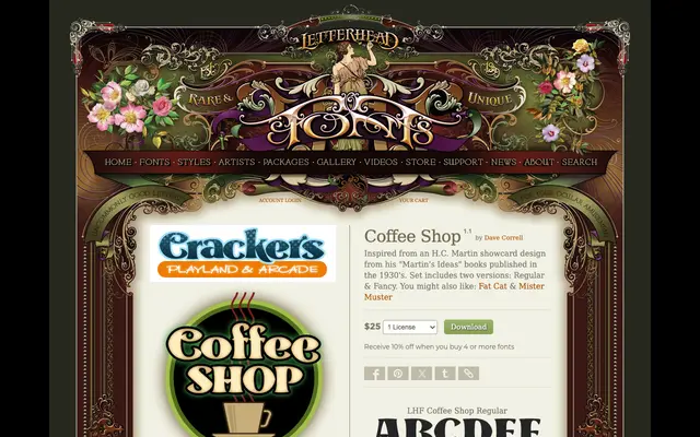 Coffee Shop specimen from Letterhead Fonts