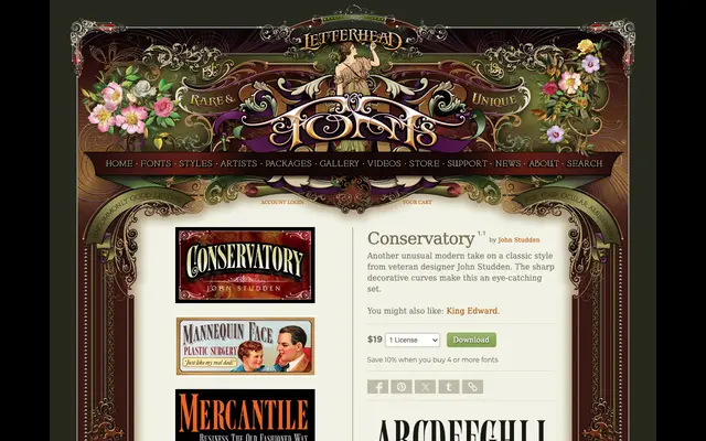 Conservatory specimen from Letterhead Fonts