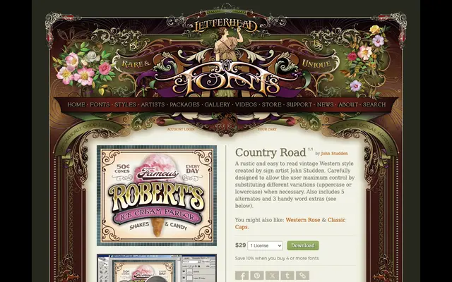 Country Road specimen from Letterhead Fonts