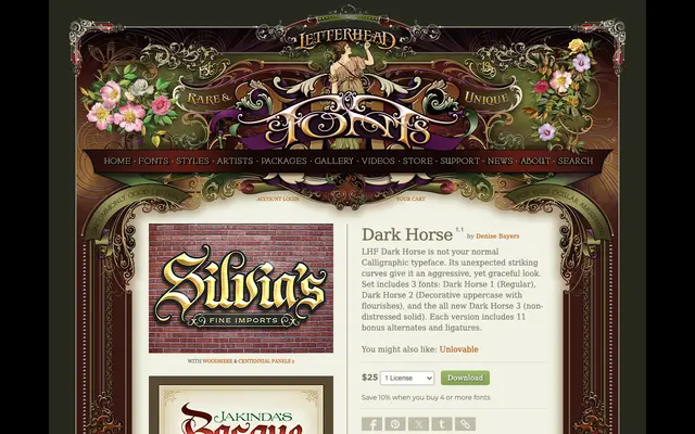 Dark Horse specimen from Letterhead Fonts