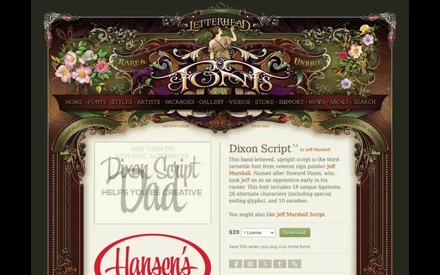 Dixon Script specimen from Letterhead Fonts