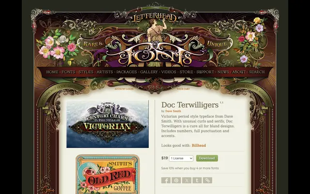 Doc Terwilligers specimen from Letterhead Fonts