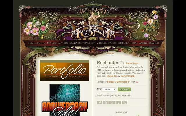 Enchanted specimen from Letterhead Fonts