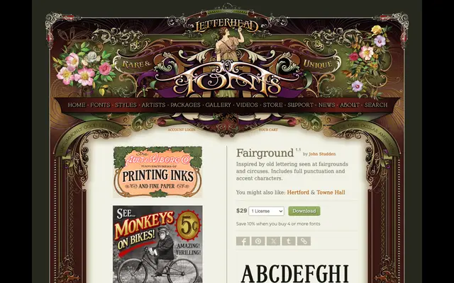Fairground specimen from Letterhead Fonts