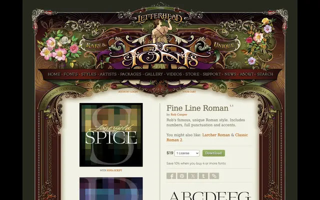 Fine Line Roman specimen from Letterhead Fonts