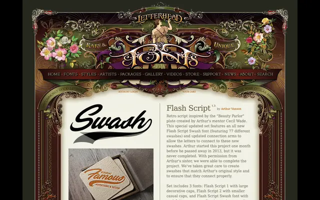 Flash Script specimen from Letterhead Fonts