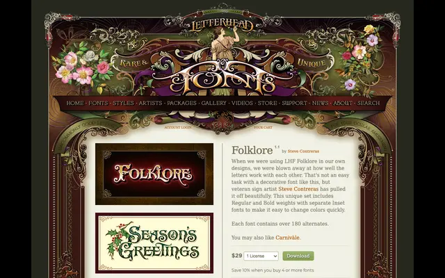 Folklore specimen from Letterhead Fonts