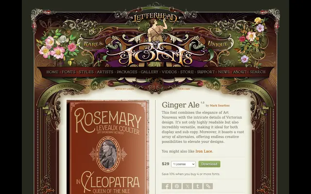 Ginger Ale specimen from Letterhead Fonts