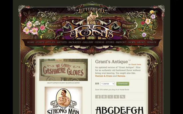 Grant's Antique specimen from Letterhead Fonts